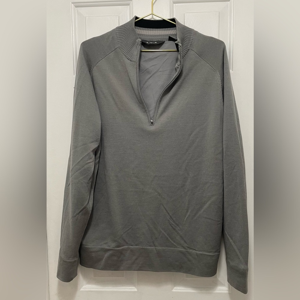 Gray Zip Up Sweater with Relaxed Fit